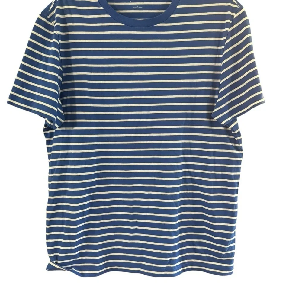 J Crew Blue and White Striped Short Sleeve Tee